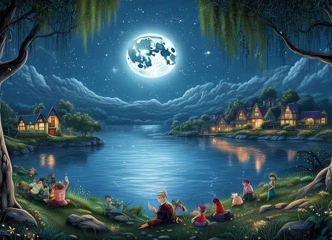 月亮湖儿童故事 - 月亮湖的故事好词好句
