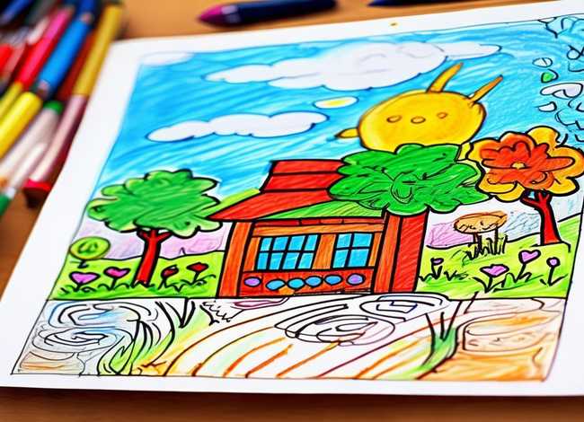 线描画儿童画，线描画儿童作品