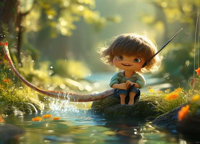 儿童故事用尾巴钓鱼，用尾巴钓鱼的故事