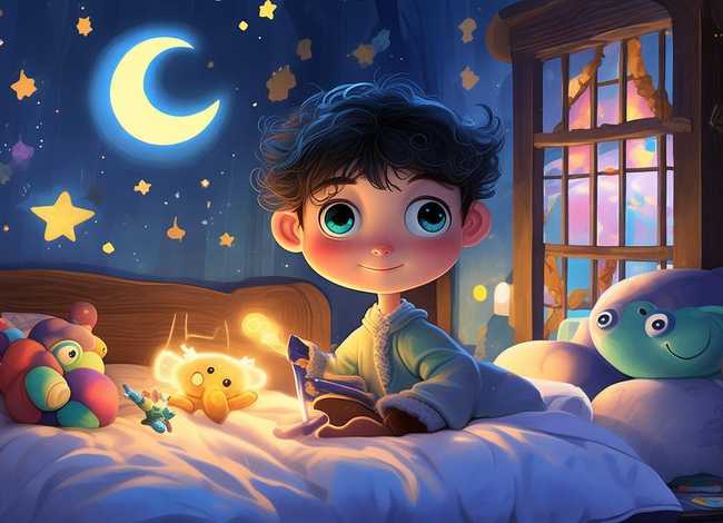 儿童睡前故事自画像，睡前故事插画