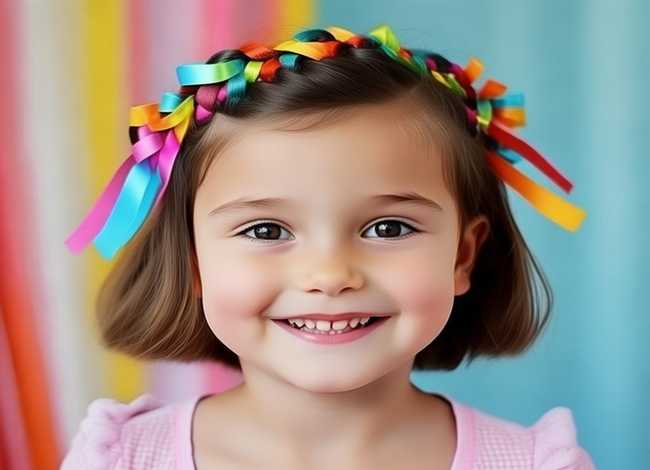 儿童短发编发发型图片，儿童短发编发发型图片女