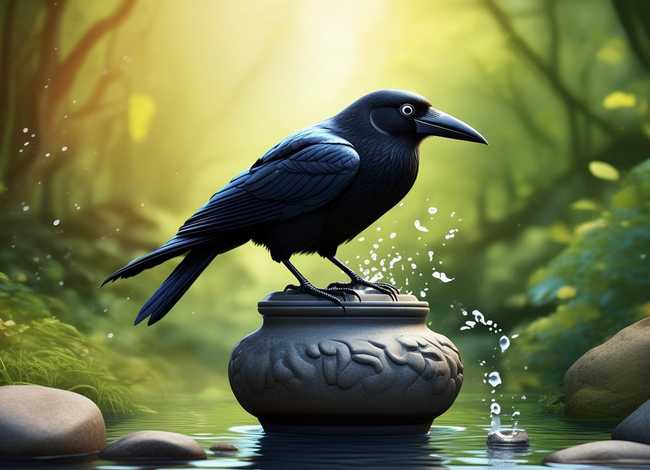 乌鸦喝水儿童故事完整版图片，乌鸦喝水故事绘本完整图片