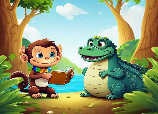 儿童英语小故事1一2分钟易背猴子和鳄鱼ppt（初中英语猴子和鳄鱼的故事）
