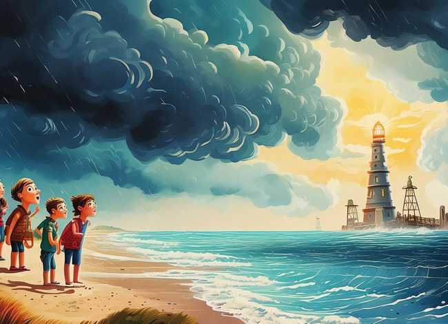 台风儿童故事、台风天的故事