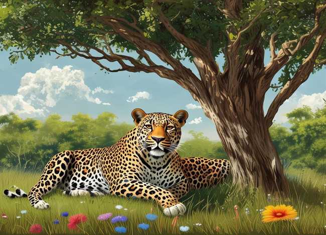 豹故事插画素材，豹子绘画素材