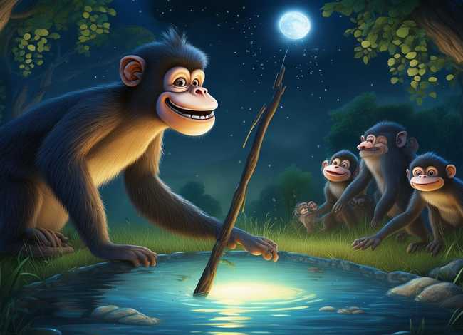 儿童故事大全猴子捞月亮 睡前故事幼儿故事大全猴子捞月亮