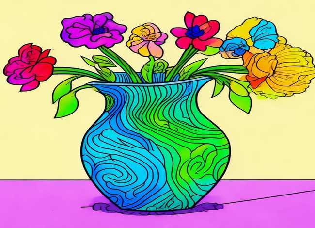 线描画儿童画花瓶 儿童线描画 花瓶