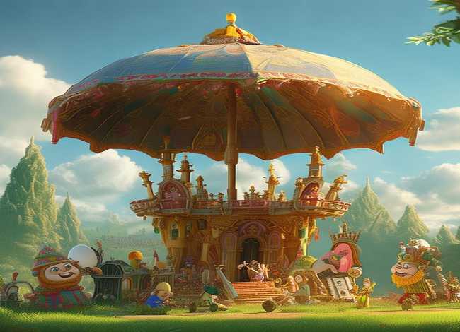 儿童故事巨人打伞伞里话太阳；巨人伞里有小人王国的动画片