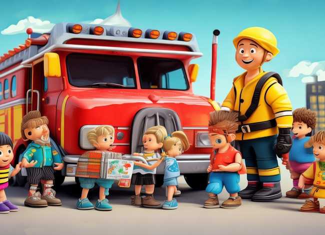 消防故事儿童创意画、消防故事简笔画