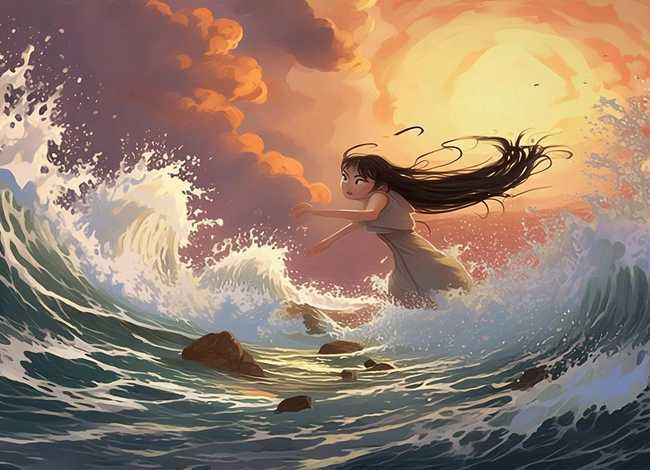 精卫填海儿童画神话故事，神话故事精卫填海的画怎么画