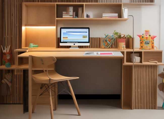 写字台书桌儿童一体式（写字台书桌电脑桌一体图片）