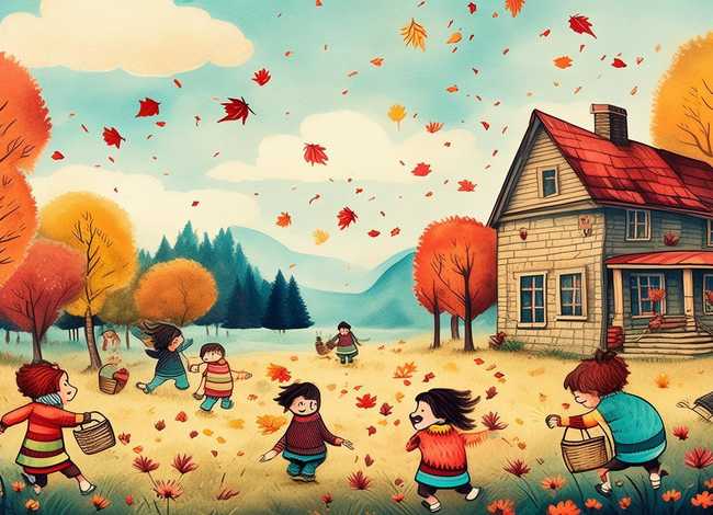 秋天的故事儿童画，秋天的故事绘画图本