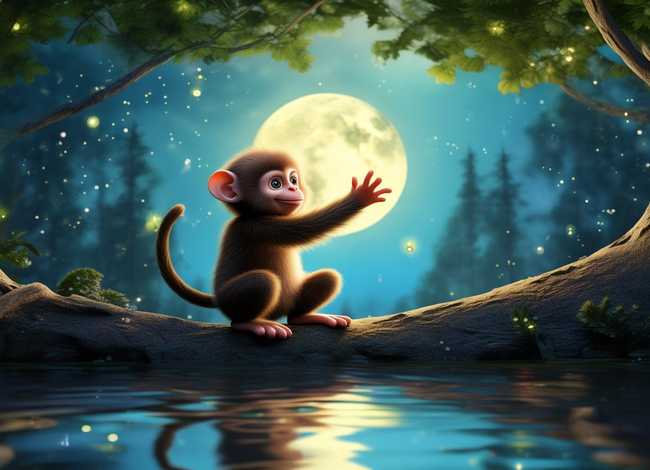 儿童睡前故事猴子捞月亮、睡前故事幼儿故事大全猴子捞月亮