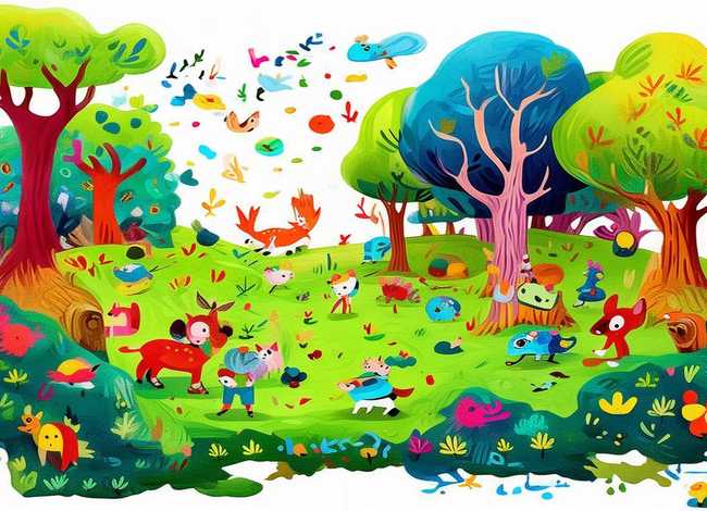 森林儿童画简笔画 - 森林简笔画彩色儿童画