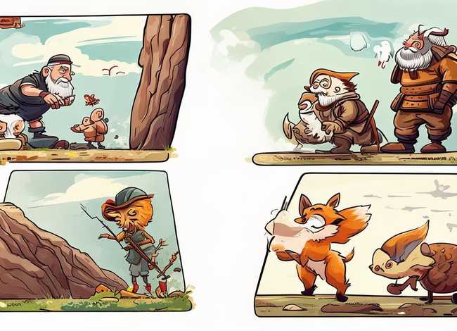 成语故事卡通画连环画；成语故事简笔画4幅连环