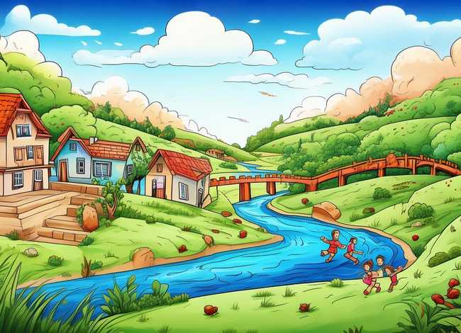 儿童画画我的家乡；儿童画我的家乡简笔画