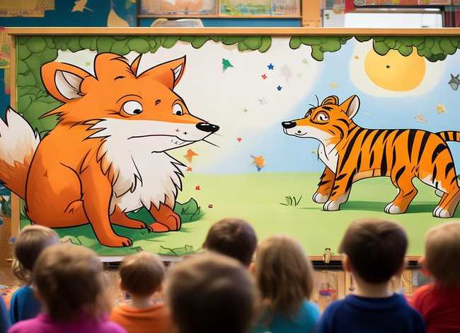 儿童画狐假虎威二年级上册 儿童画狐假虎威二年级上册图片