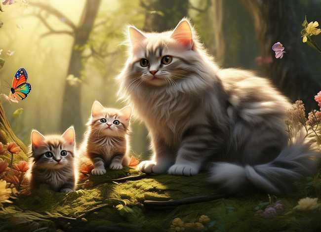 童话故事猫妈妈带小猫长见识、猫妈妈带小猫长见识350字