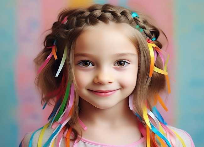 儿童短发编发发型图片，儿童短发编发发型图片女