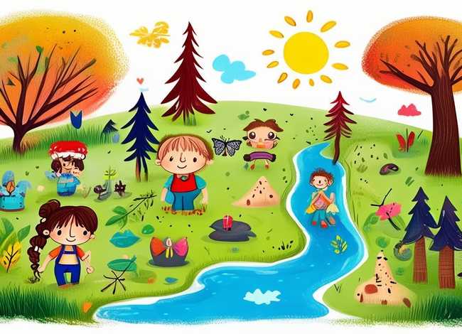 大自然的故事儿童主题画；大自然的儿童画图片