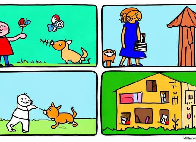 四格故事连环画儿童；四格连环画小故事图片简笔画