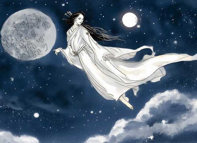 神话故事图片简笔画嫦娥奔月 - 神话故事图片简笔画嫦娥奔月大全