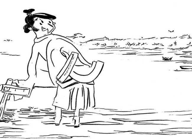 成语故事刻舟求剑简笔画可涂色、寓言故事刻舟求剑的简笔画