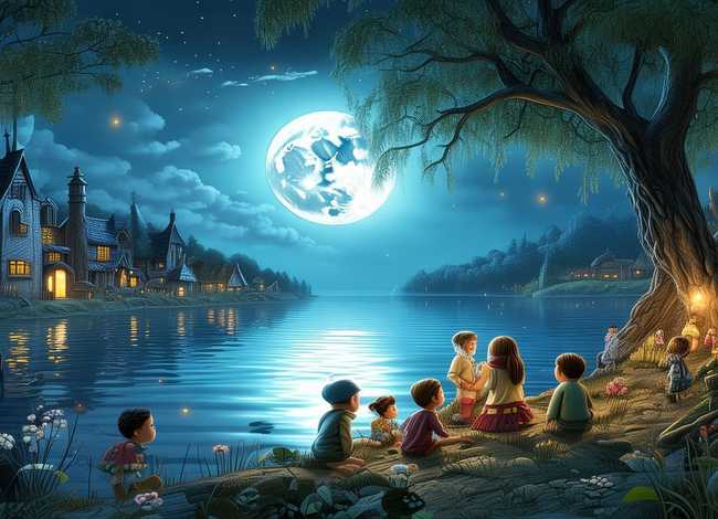 月亮湖儿童故事 - 月亮湖的故事好词好句