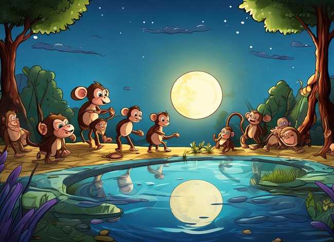 猴子捞月故事视频幼儿园、猴子捞月讲故事视频