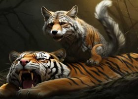 成语故事绘画作品狐假虎威；成语故事绘画作品狐假虎威怎么画