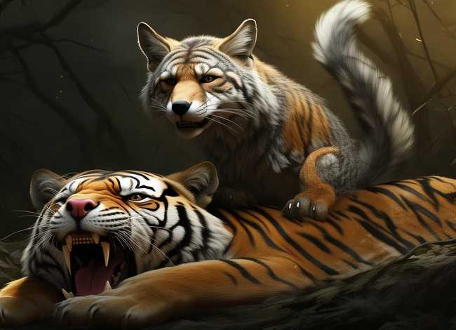 成语故事绘画作品狐假虎威；成语故事绘画作品狐假虎威怎么画