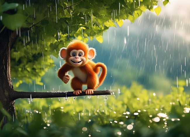 小猴躲雨故事 小猴躲雨故事图片