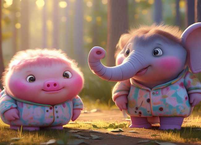 儿童故事小猪小象 - 小猪和小象故事