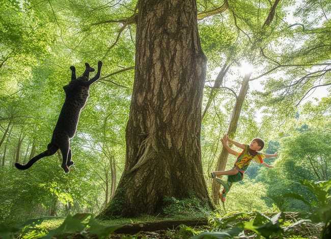 豹大王爬树儿童故事、豹子爬树