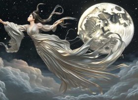 神话故事嫦娥奔月人物立体画、神话故事嫦娥奔月人物立体画图片