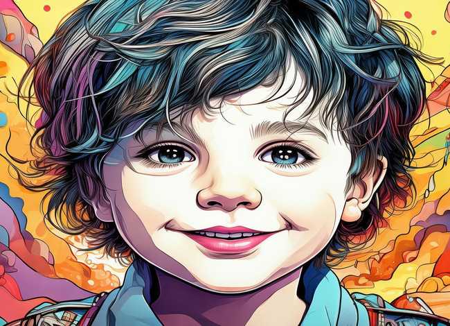 线描画儿童 - 线描画儿童作品