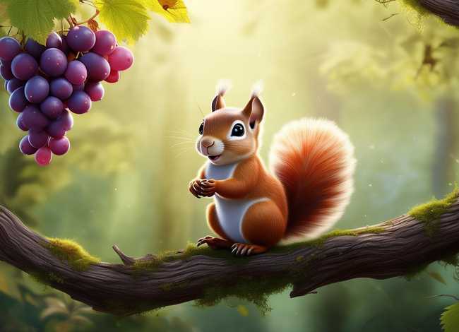 儿童故事松鼠与葡萄，松鼠和葡萄的故事