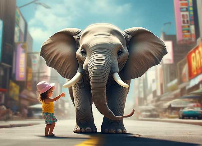 大象迷路的儿童故事；大象过马路的故事