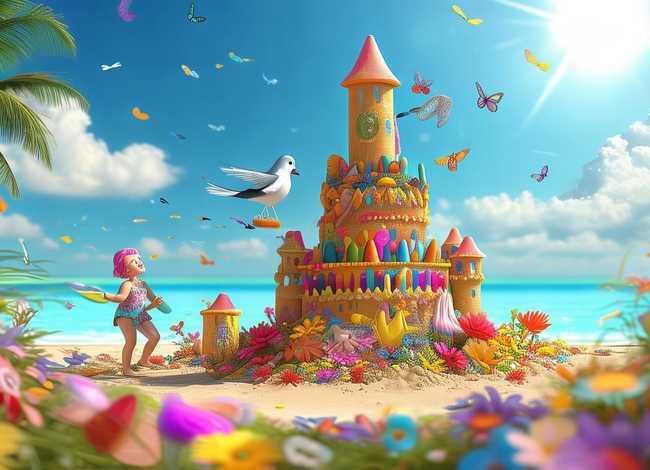 我的夏日故事儿童画；我的夏天儿童画