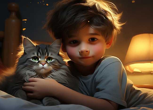 儿童睡前故事猫与少年（少年与猫的故事）