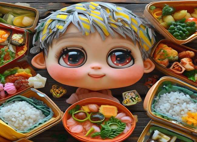 便当儿童画，便当儿童画图片