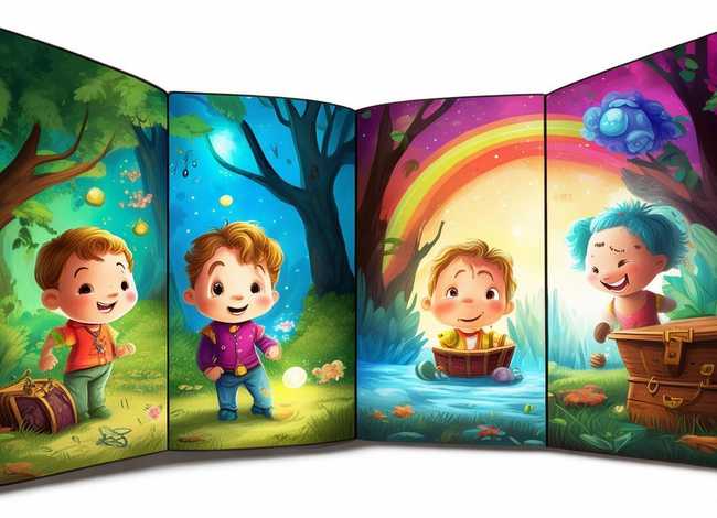 儿童故事四格画步骤；幼儿故事图画四格