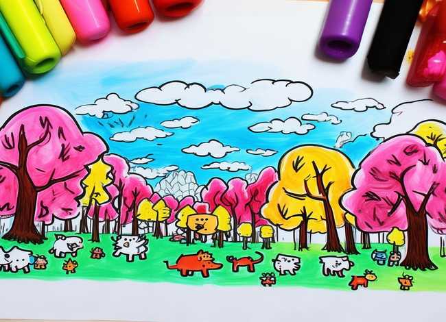 马克笔儿童画范本，马克笔儿童画 范本