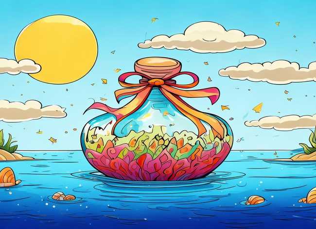 漂流瓶的故事儿童画 漂流瓶的画法儿童画