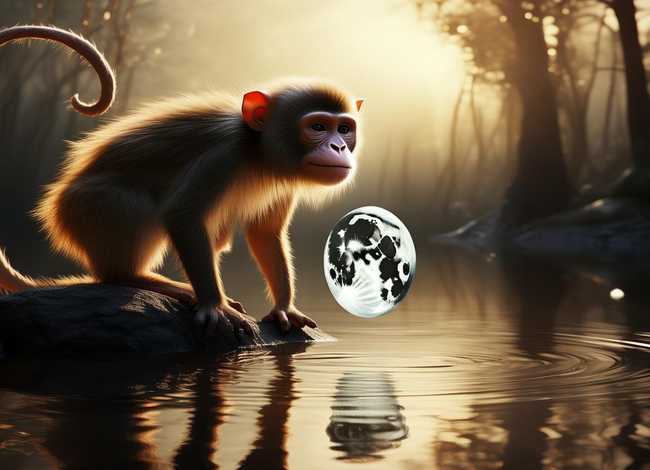 猴子捞月故事绘本图片（猴子捞月绘本故事8张带图片）