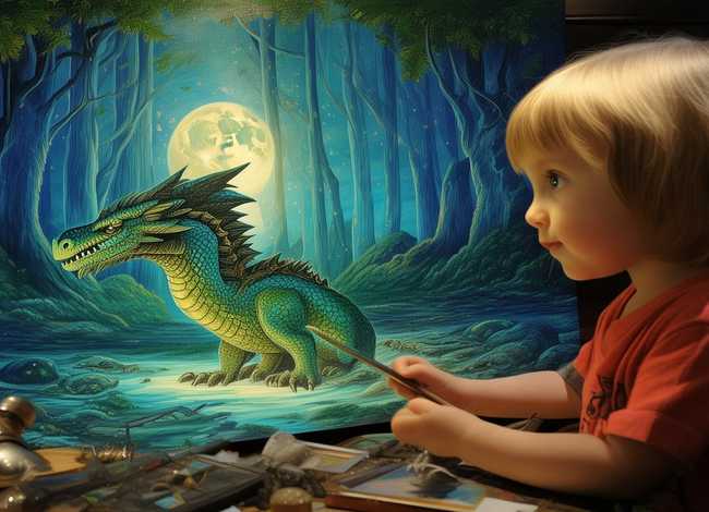 小孩画古代神话故事（小孩画古代神话故事图片）