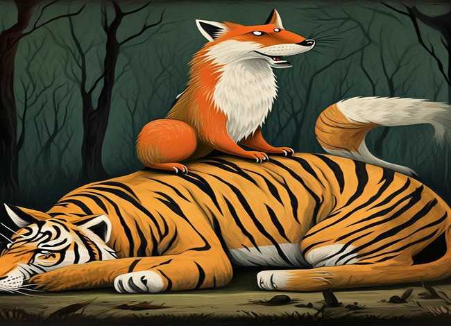 儿童故事狐假虎威简笔画，寓言故事狐假虎威简笔画