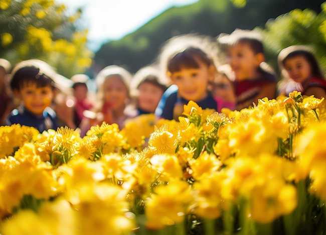 儿童迎春花 - 儿童迎春花图画