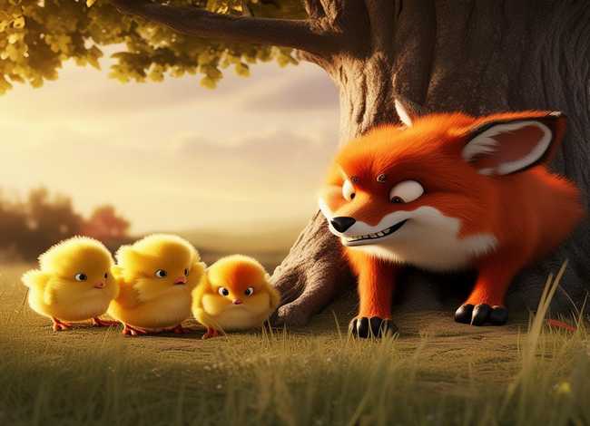 三只小鸡的故事 - 狐狸和三只小鸡的故事