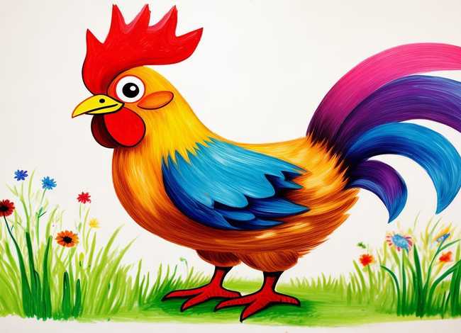 公鸡的儿童画 - 儿童画公鸡的简单画法